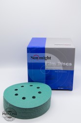 Круг шлифовальный. SUNMIGHT 125ММ Р240 8ОТВ. Зеленый